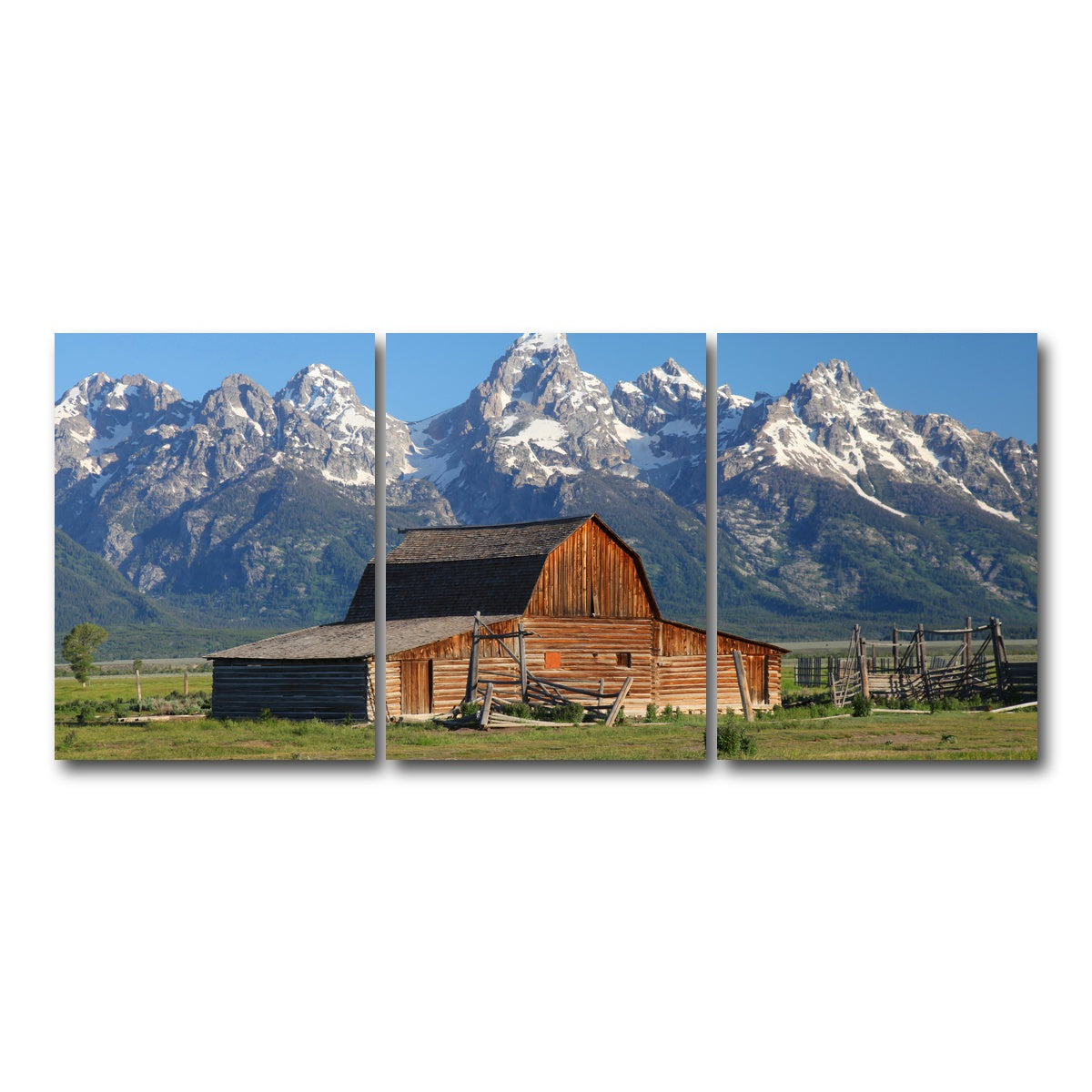 AUTO-MOCKUP WHITE | Grand Tetons and old barn | 3 Piece | Gallery Wrap Canvas | group=18x24
