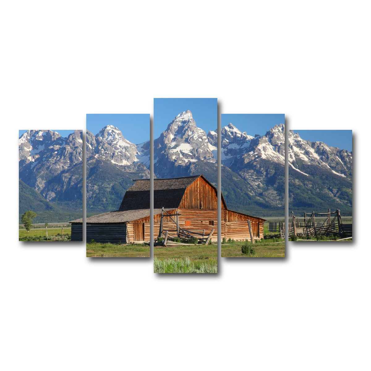 AUTO-MOCKUP WHITE | Grand Tetons and old barn | 5 Piece | Gallery Wrap Canvas | group=5_normal