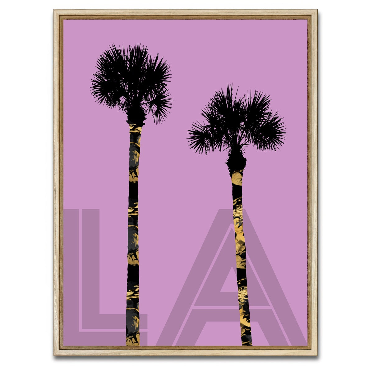 AUTO-MOCKUP WHITE | Graphic Art PALM TREES LA pink | 1 Piece | Natural Framed Canvas | group=3x4