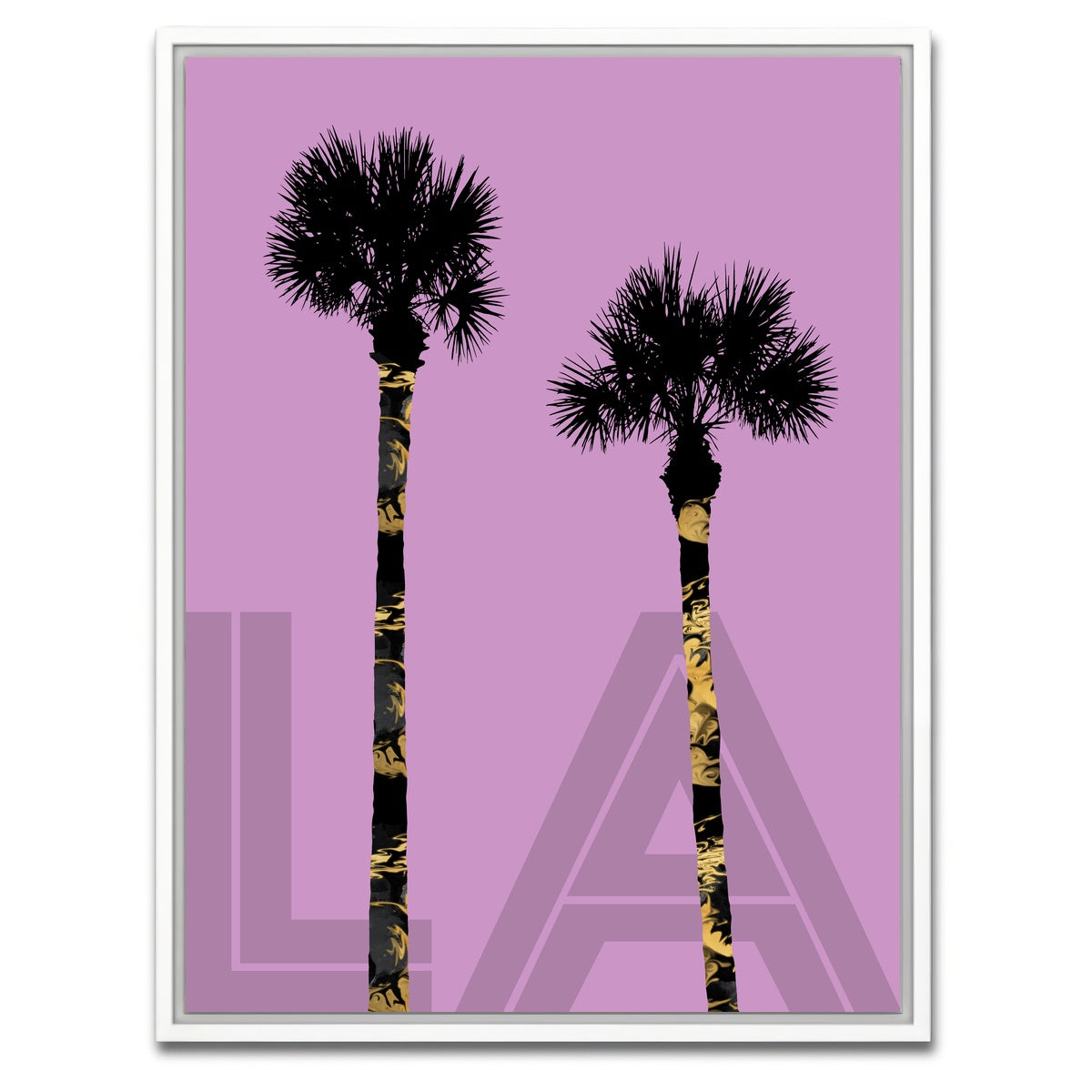 AUTO-MOCKUP WHITE | Graphic Art PALM TREES LA pink | 1 Piece | White Framed Canvas | group=3x4