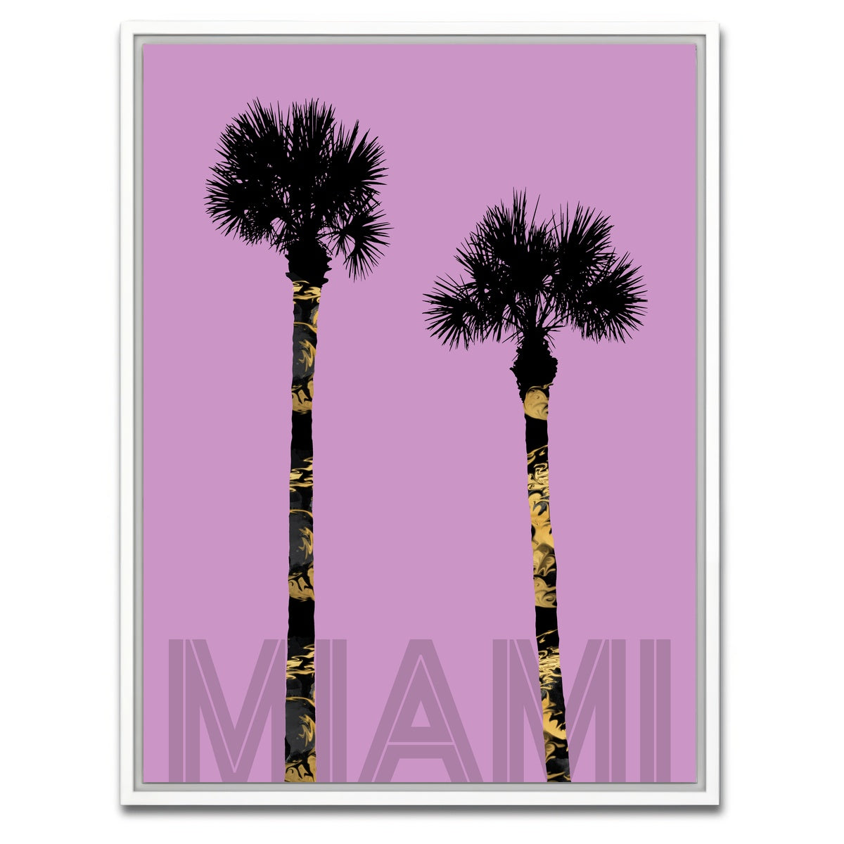 AUTO-MOCKUP WHITE | Graphic Art PALM TREES MIAMI pink | 1 Piece | White Framed Canvas | group=3x4