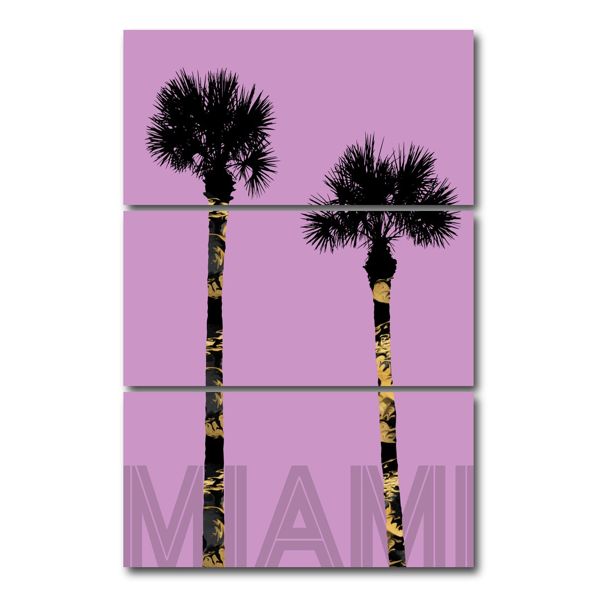 AUTO-MOCKUP WHITE | Graphic Art PALM TREES MIAMI pink | 3 Piece | Gallery Wrap Canvas | group=12x24_stacked