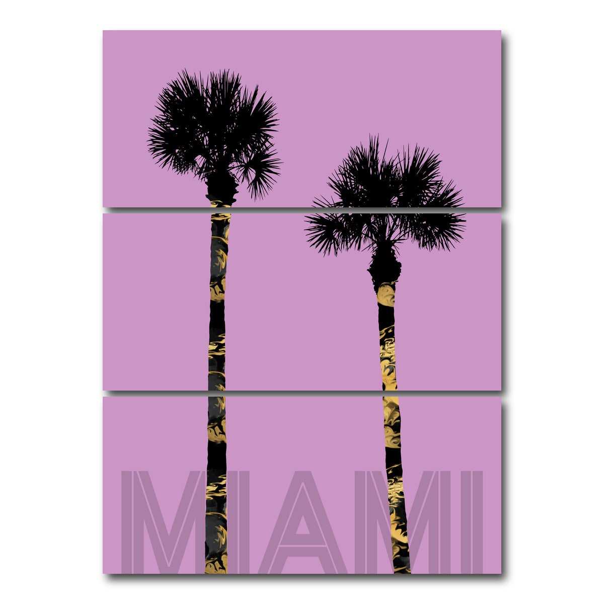 AUTO-MOCKUP WHITE | Graphic Art PALM TREES MIAMI pink | 3 Piece | Gallery Wrap Canvas | group=8x18_stacked