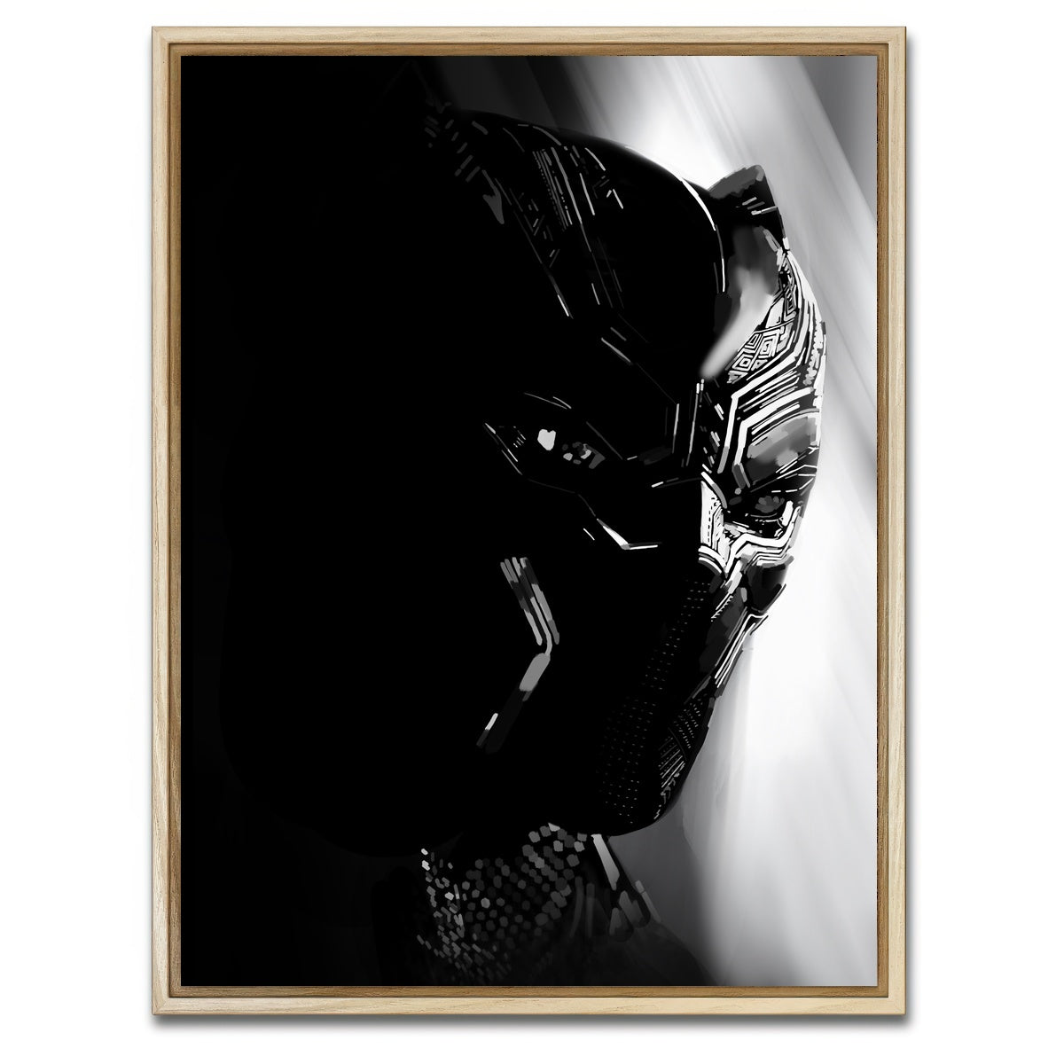 AUTO-MOCKUP WHITE | Grayscale Black Panther | 1 Piece | Natural Framed Canvas | group=3x4