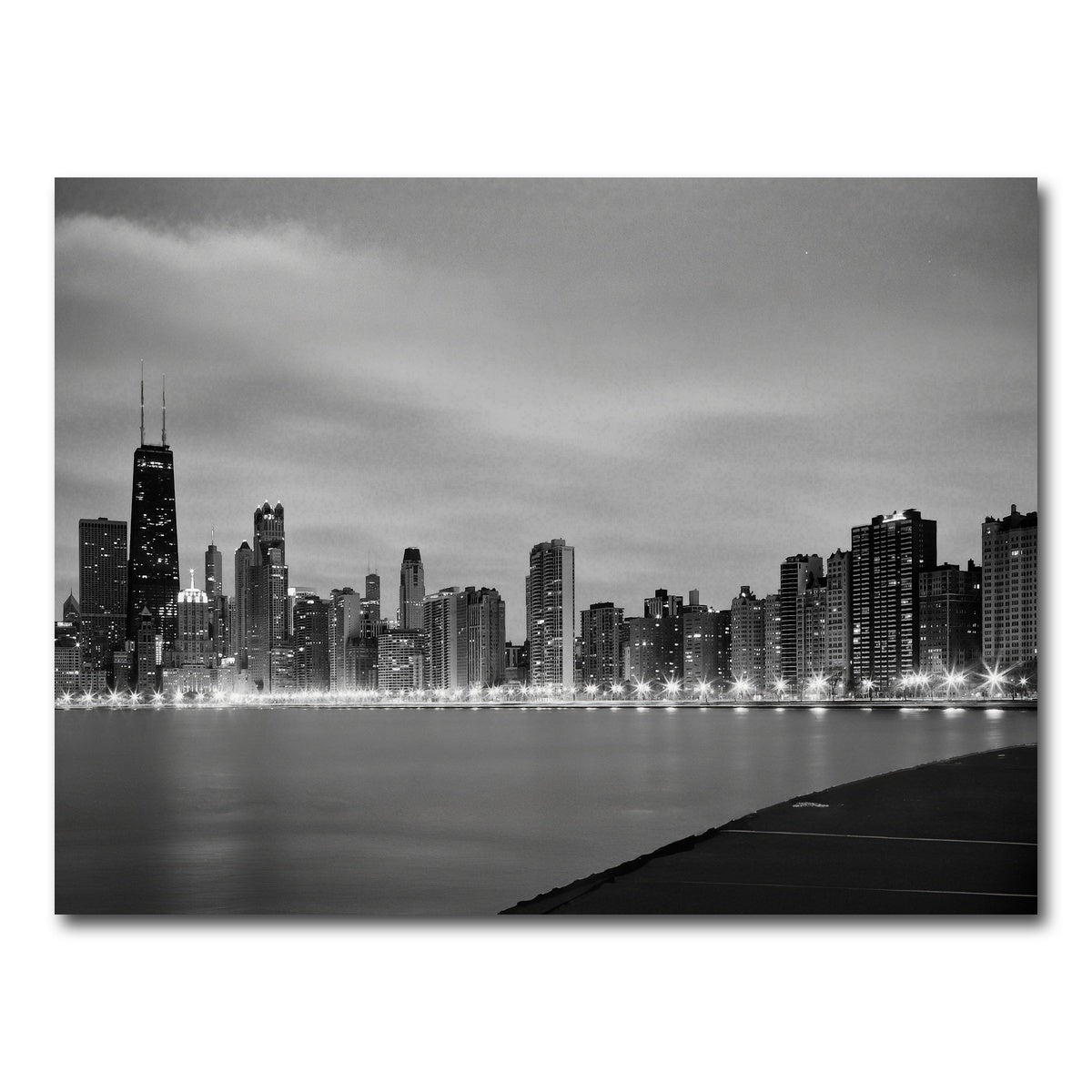 AUTO-MOCKUP WHITE | Grayscale Chicago Skyline | 1 Piece | Gallery Wrap Canvas | group=4x3