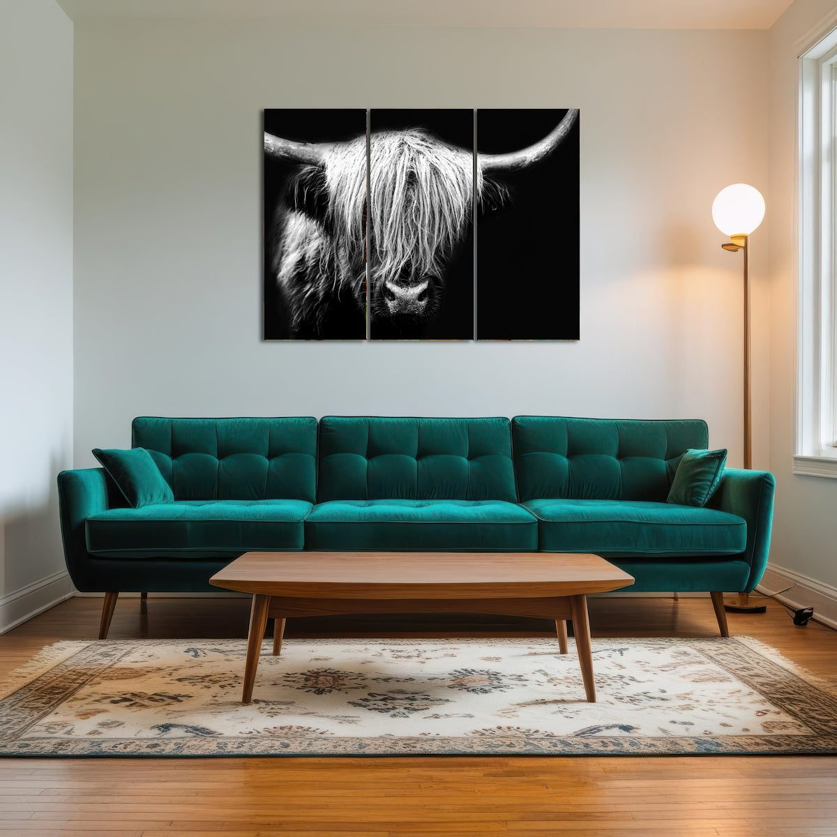 AUTO-MOCKUP ROOM | Grayscale Highland Cow