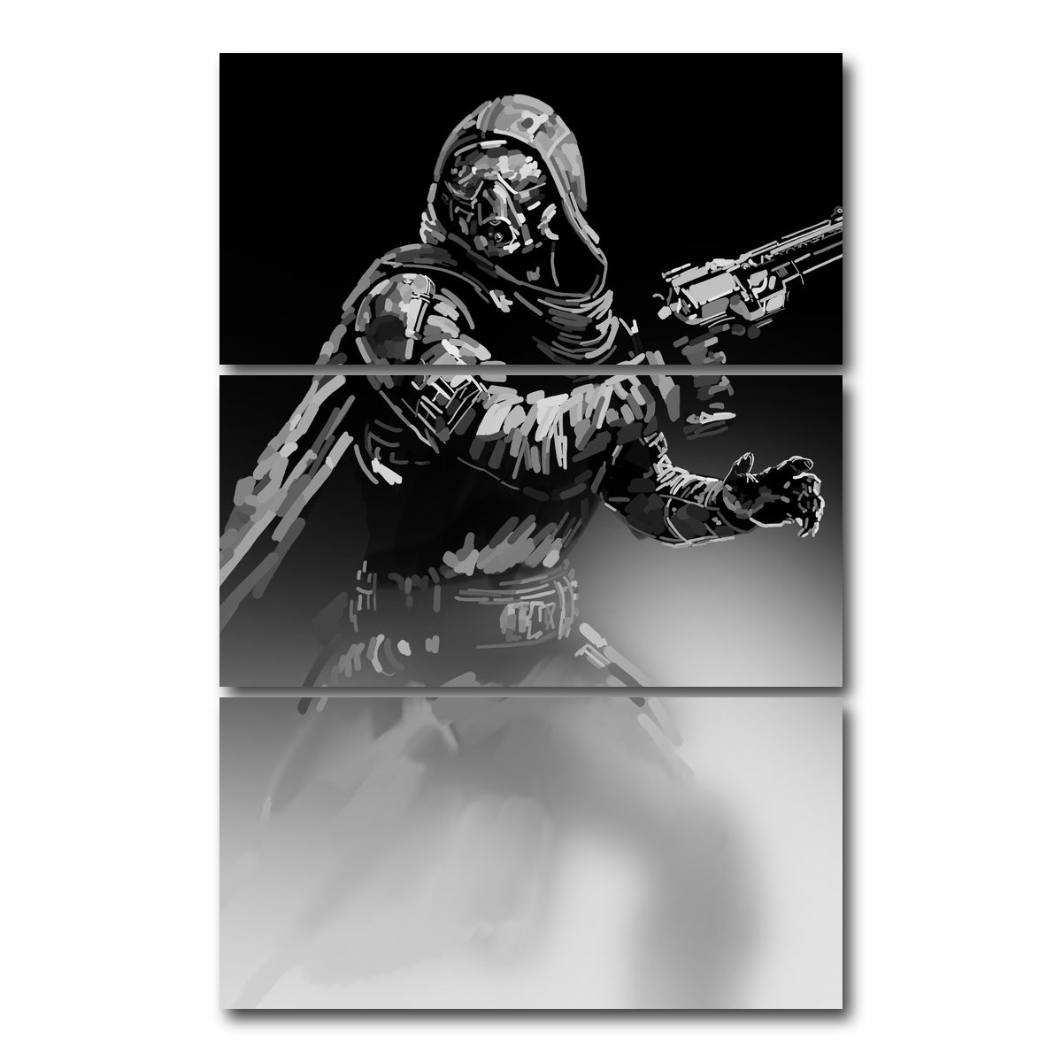 AUTO-MOCKUP WHITE | Grayscale Hunter | 3 Piece | Gallery Wrap Canvas | group=12x24_stacked