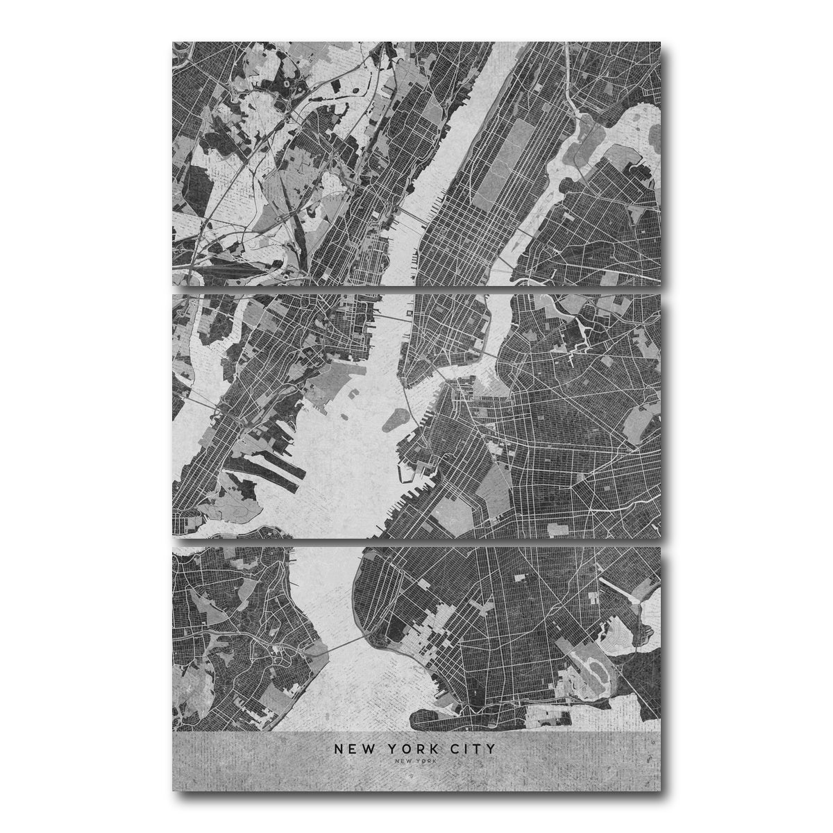 AUTO-MOCKUP WHITE | Grayscale New York City | 3 Piece | Gallery Wrap Canvas | group=12x24_stacked