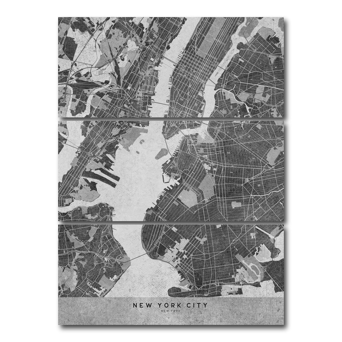 AUTO-MOCKUP WHITE | Grayscale New York City | 3 Piece | Gallery Wrap Canvas | group=8x18_stacked