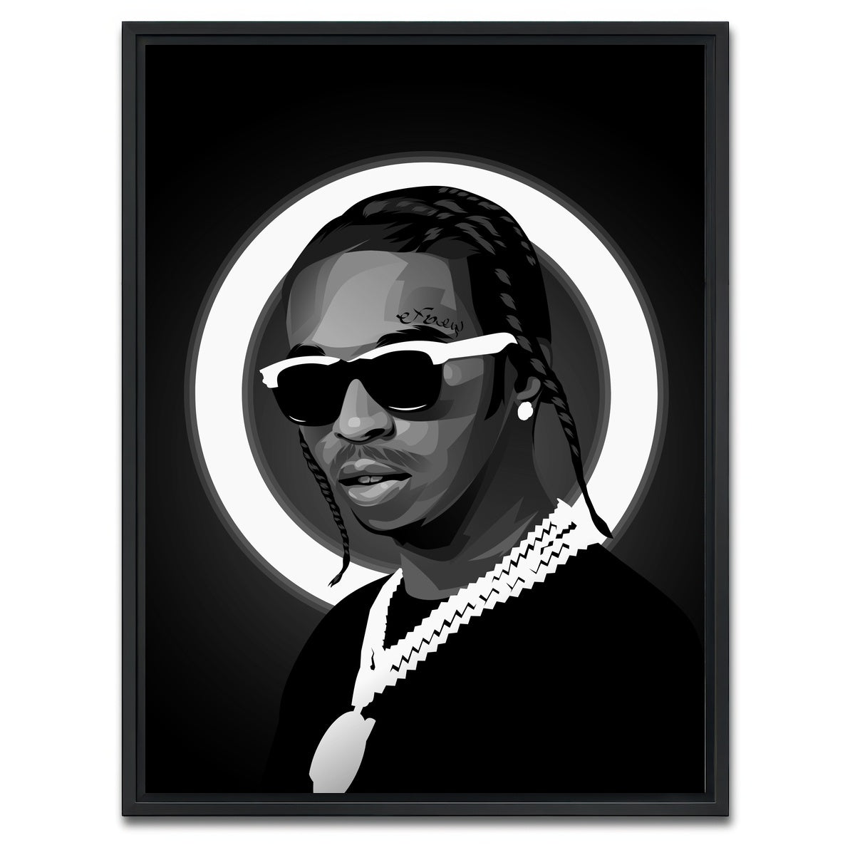 AUTO-MOCKUP WHITE | Grayscale Popsmoke | 1 Piece | Black Framed Canvas | group=3x4