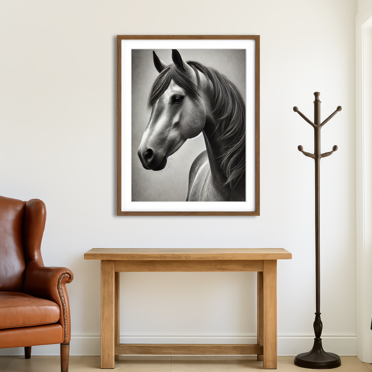 AUTO-MOCKUP ROOM | Grayscale Quarter Horse Wall Art