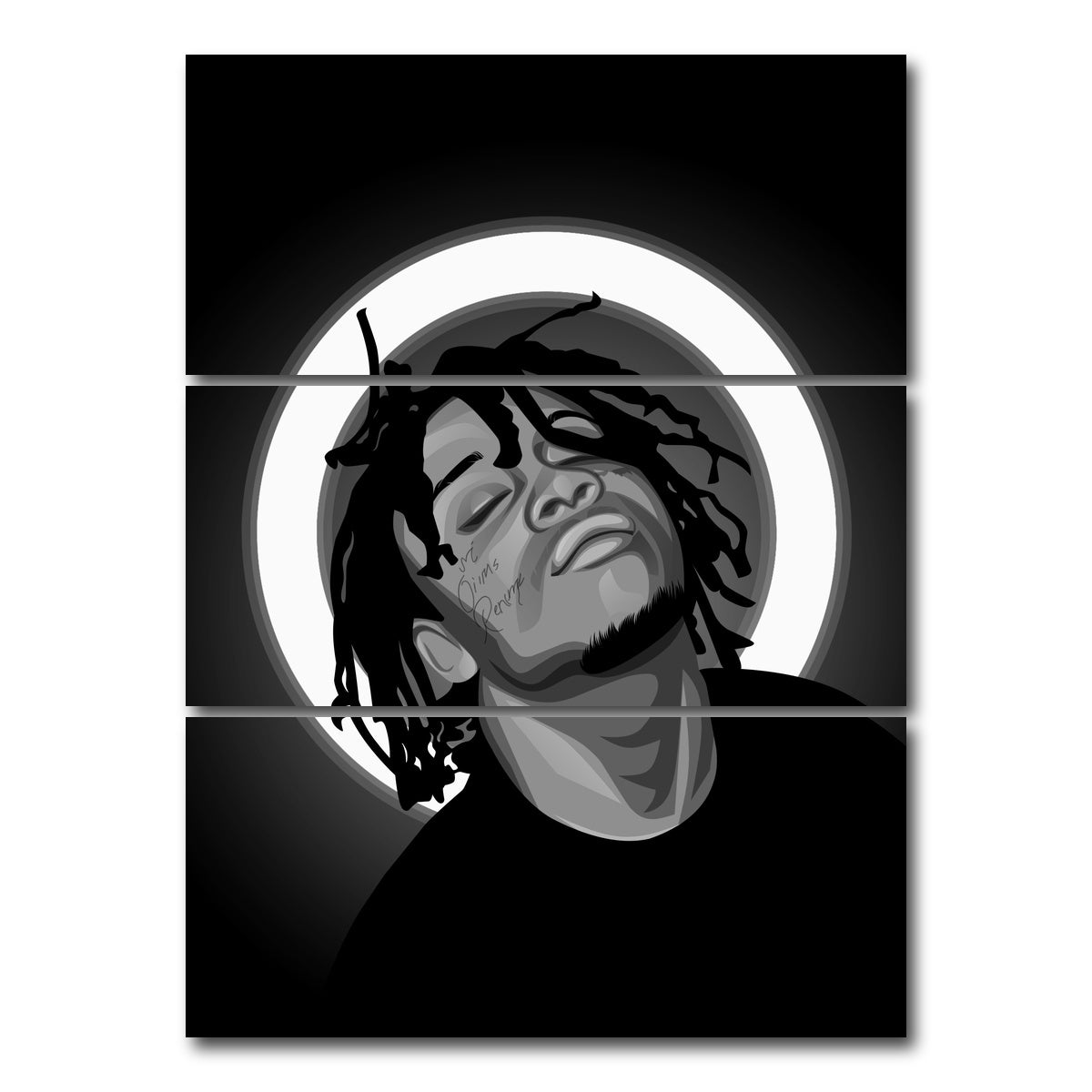 AUTO-MOCKUP WHITE | Grayscale Trippie Redd | 3 Piece | Gallery Wrap Canvas | group=8x18_stacked
