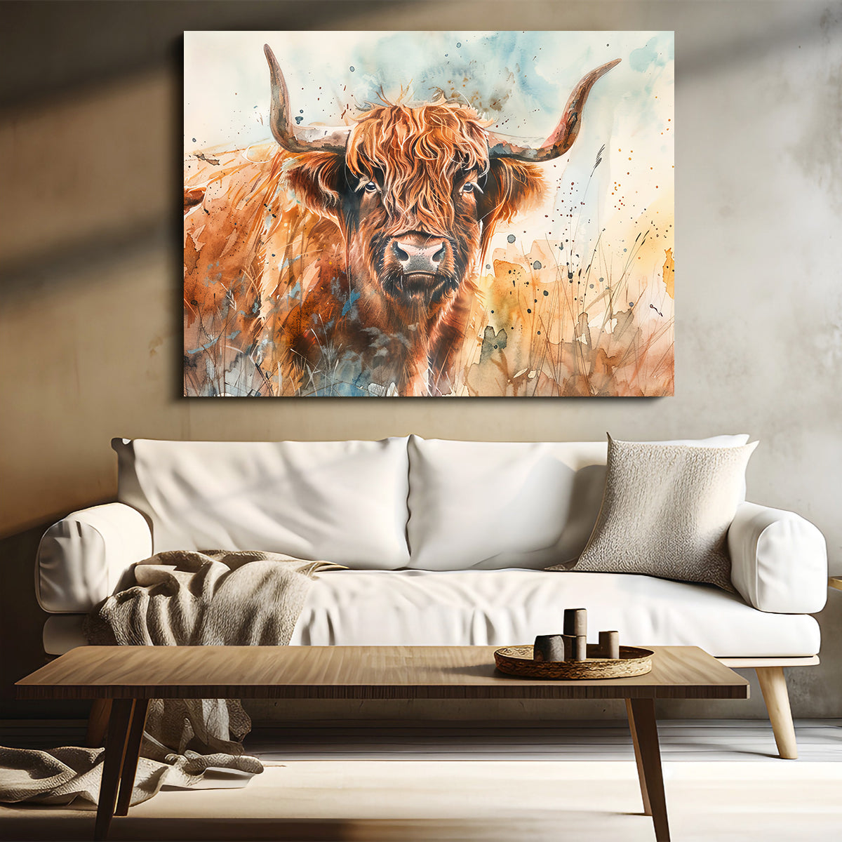 Grazing Highland Bull Wall Art