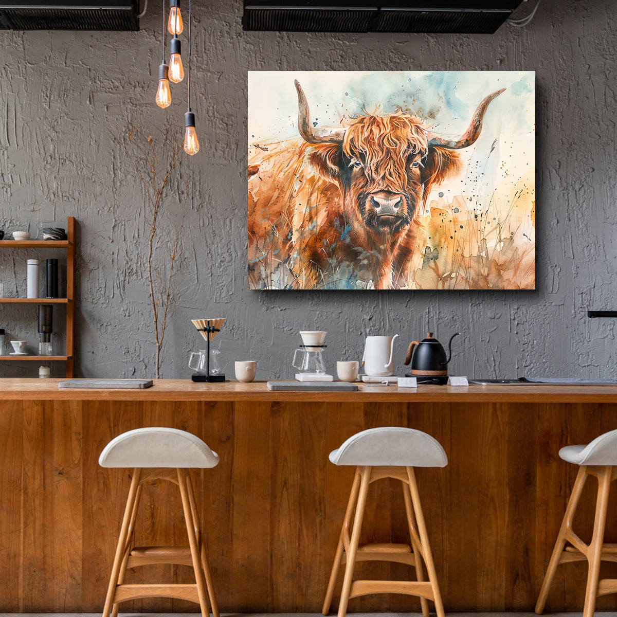 Grazing Highland Bull Wall Art