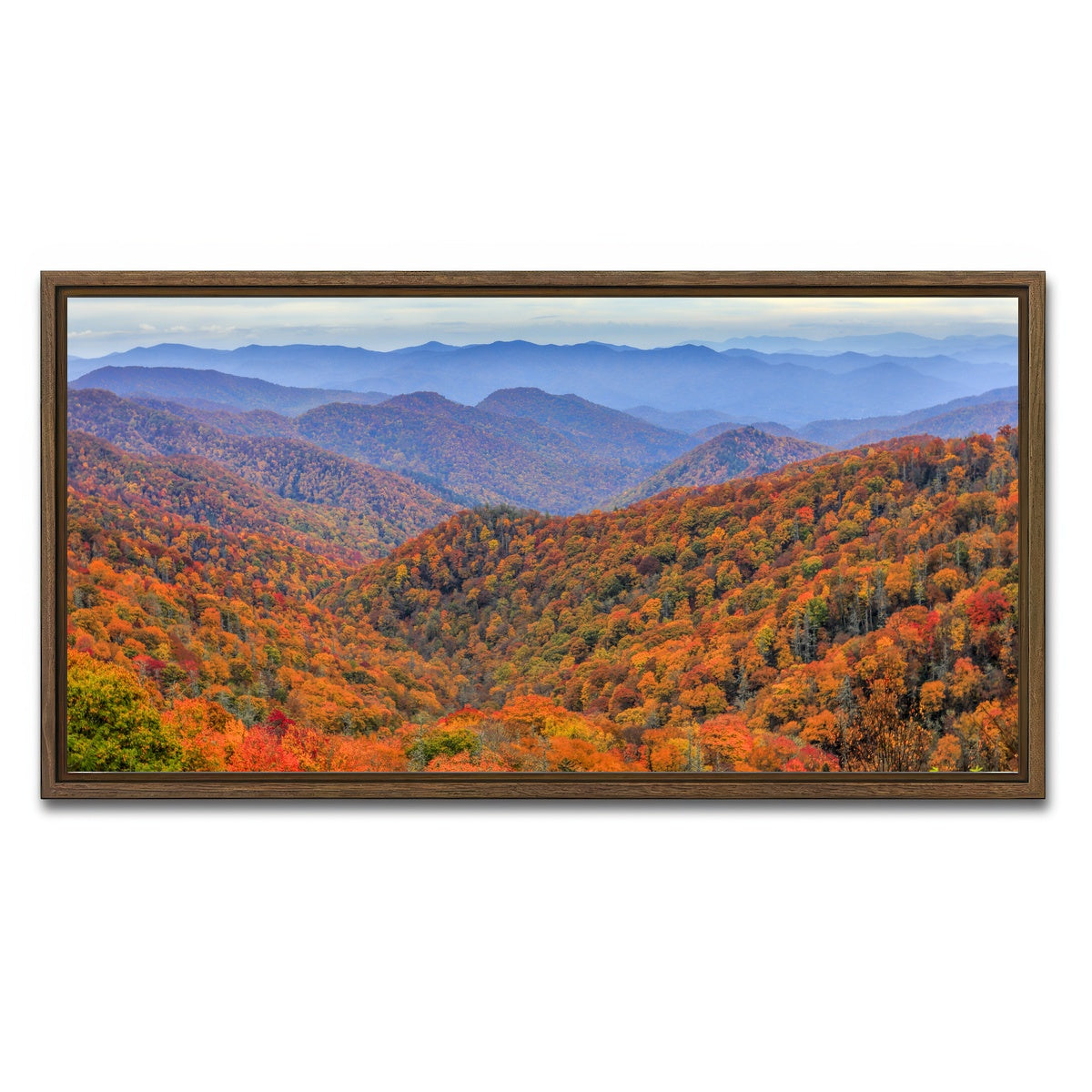 AUTO-MOCKUP WHITE | Great Smoky Mountains Autumn | 1 Piece | Walnut Framed Canvas | group=2x1