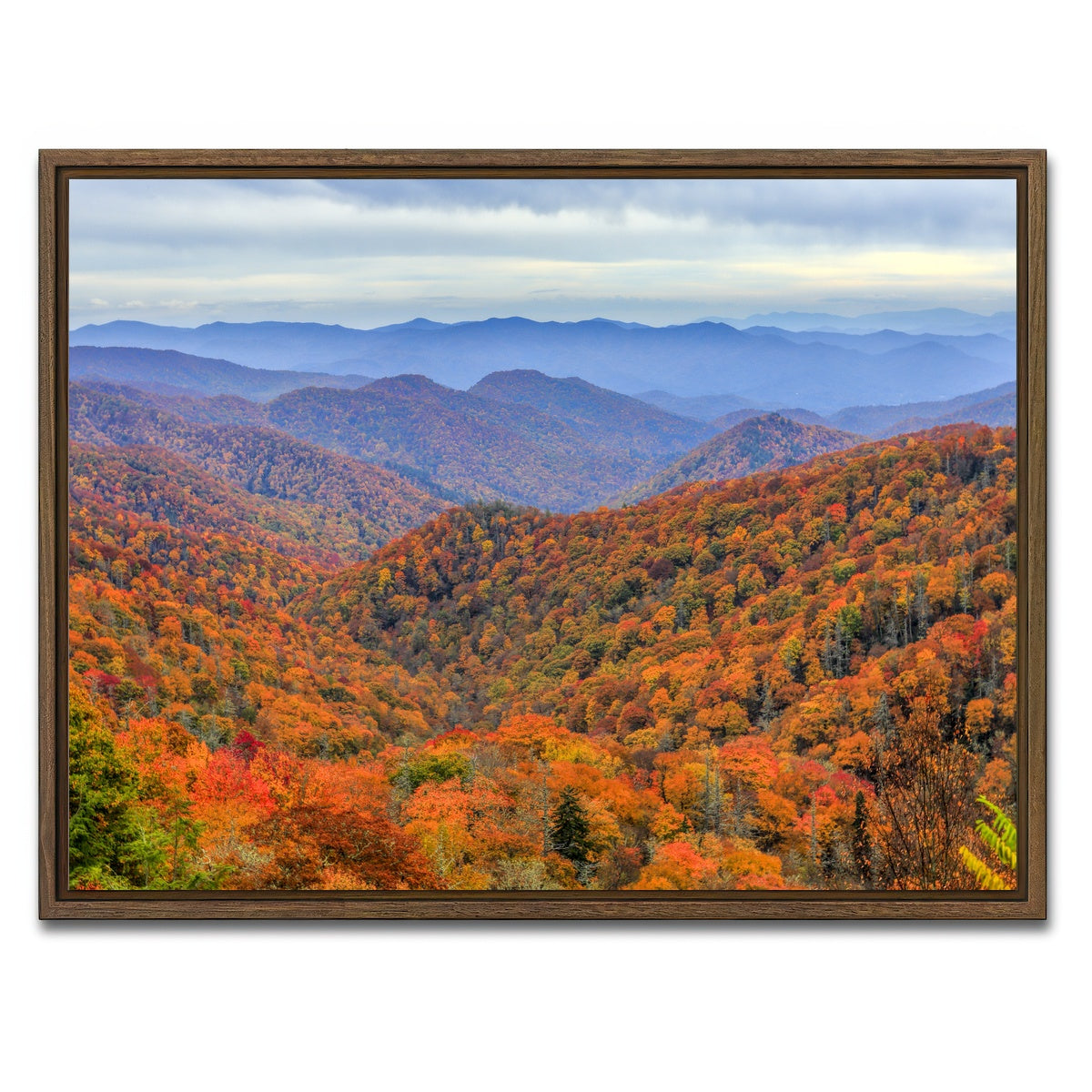 AUTO-MOCKUP WHITE | Great Smoky Mountains Autumn | 1 Piece | Walnut Framed Canvas | group=4x3