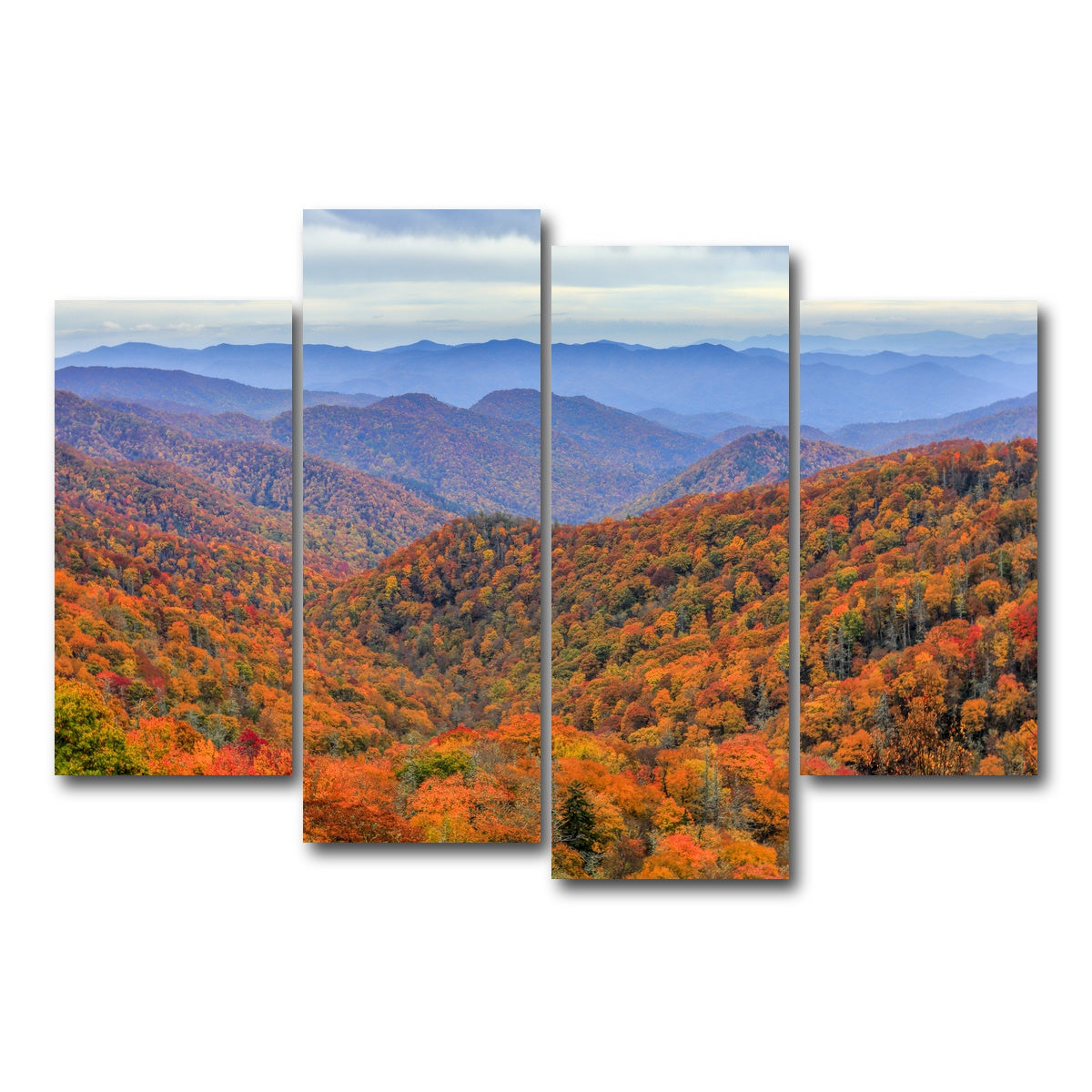 AUTO-MOCKUP WHITE | Great Smoky Mountains Autumn | 4 Piece | Gallery Wrap Canvas | group=4_short