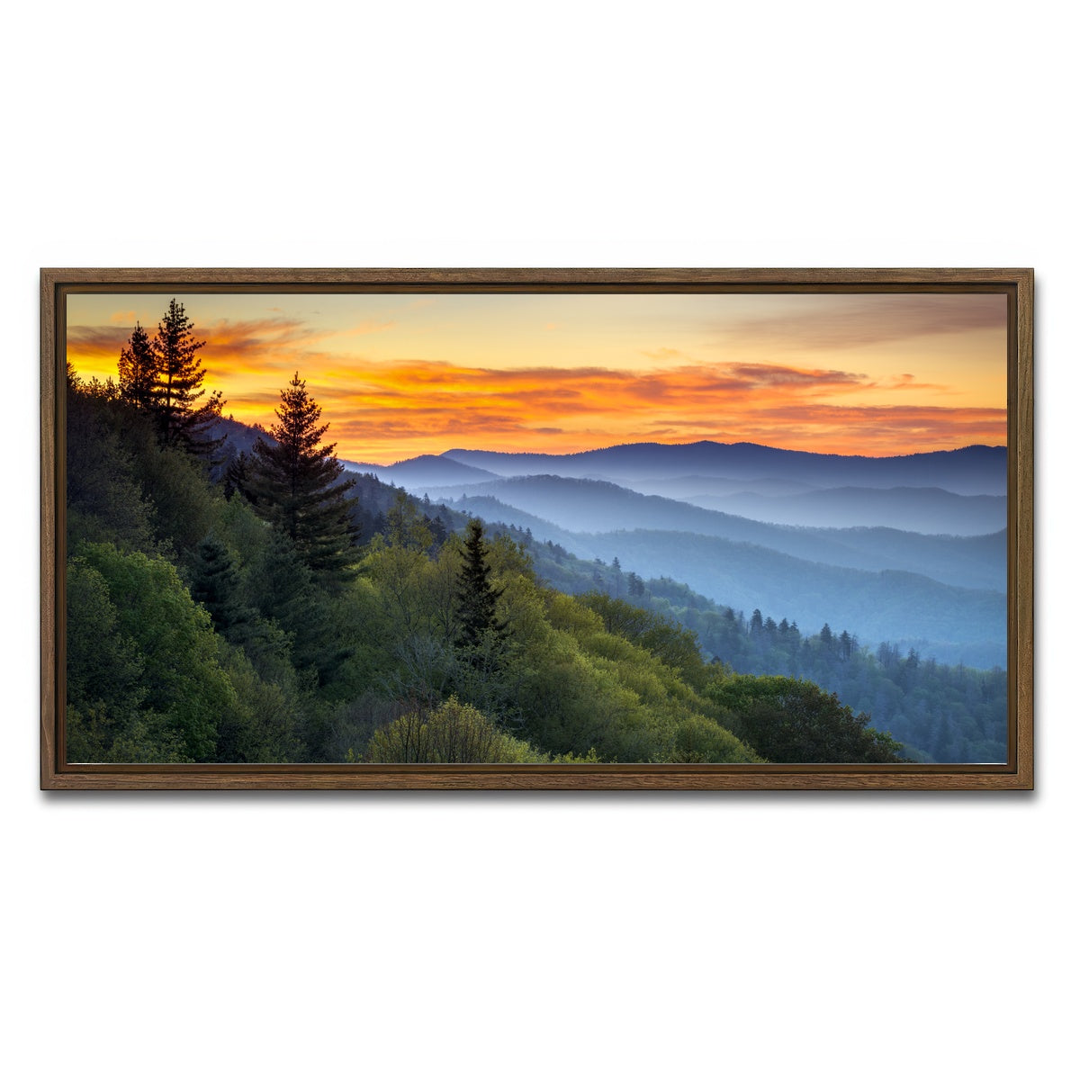 AUTO-MOCKUP WHITE | Great Smoky Mountains | 1 Piece | Walnut Framed Canvas | group=2x1
