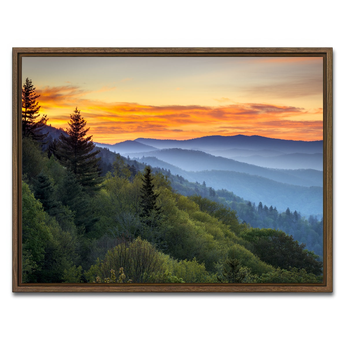 AUTO-MOCKUP WHITE | Great Smoky Mountains | 1 Piece | Walnut Framed Canvas | group=4x3