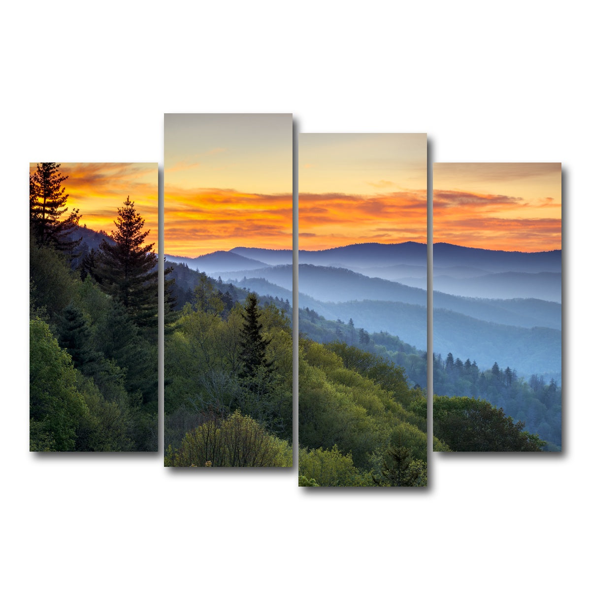 AUTO-MOCKUP WHITE | Great Smoky Mountains | 4 Piece | Gallery Wrap Canvas | group=4_normal