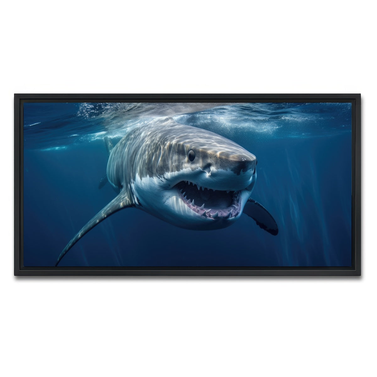 AUTO-MOCKUP WHITE | Great White Close Up | 1 Piece | Black Framed Canvas | group=2x1