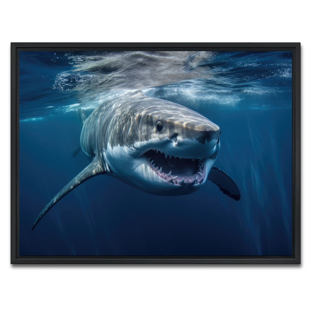 AUTO-MOCKUP WHITE | Great White Close Up | 1 Piece | Black Framed Canvas | group=4x3