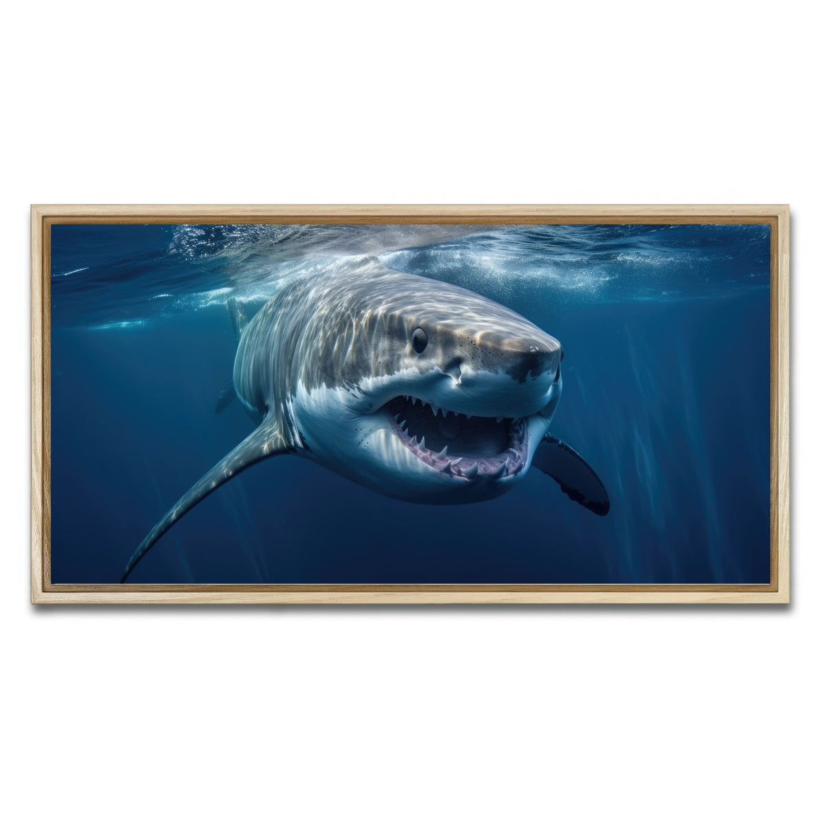 AUTO-MOCKUP WHITE | Great White Close Up | 1 Piece | Natural Framed Canvas | group=2x1