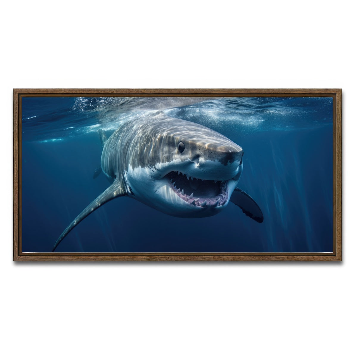 AUTO-MOCKUP WHITE | Great White Close Up | 1 Piece | Walnut Framed Canvas | group=2x1
