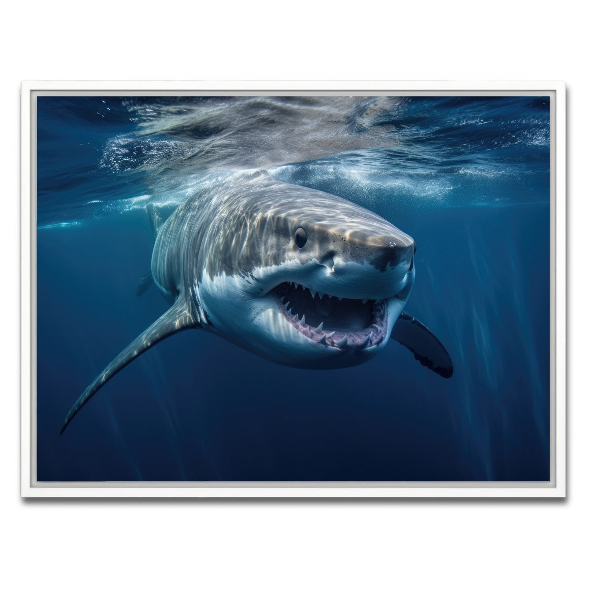 AUTO-MOCKUP WHITE | Great White Close Up | 1 Piece | White Framed Canvas | group=4x3