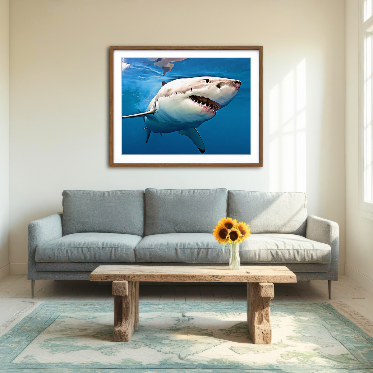 AUTO-MOCKUP ROOM | Great White Shark Wall Art