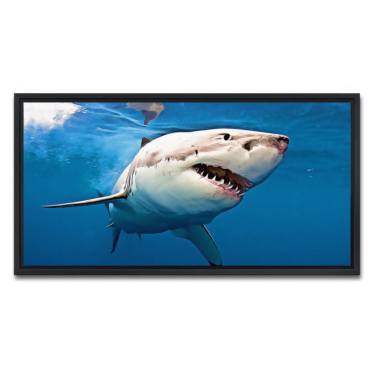 AUTO-MOCKUP WHITE | Great White Shark | 1 Piece | Black Framed Canvas | group=2x1
