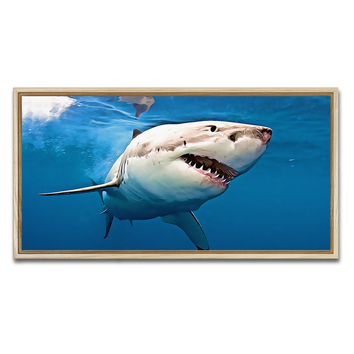 AUTO-MOCKUP WHITE | Great White Shark | 1 Piece | Natural Framed Canvas | group=2x1