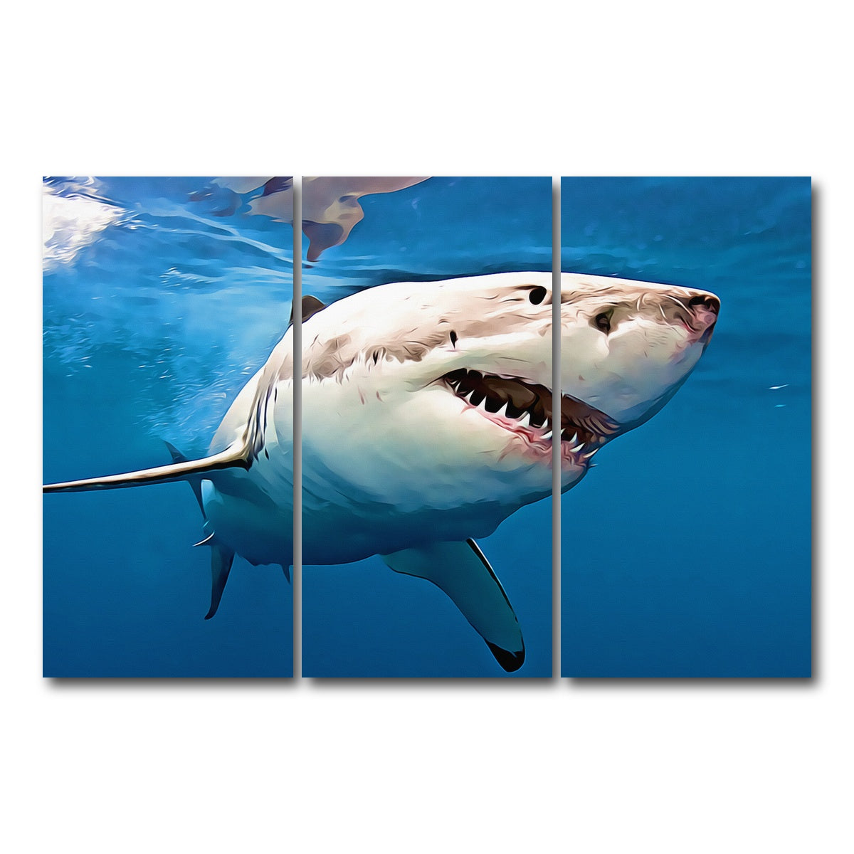 AUTO-MOCKUP WHITE | Great White Shark | 3 Piece | Gallery Wrap Canvas | group=12x24