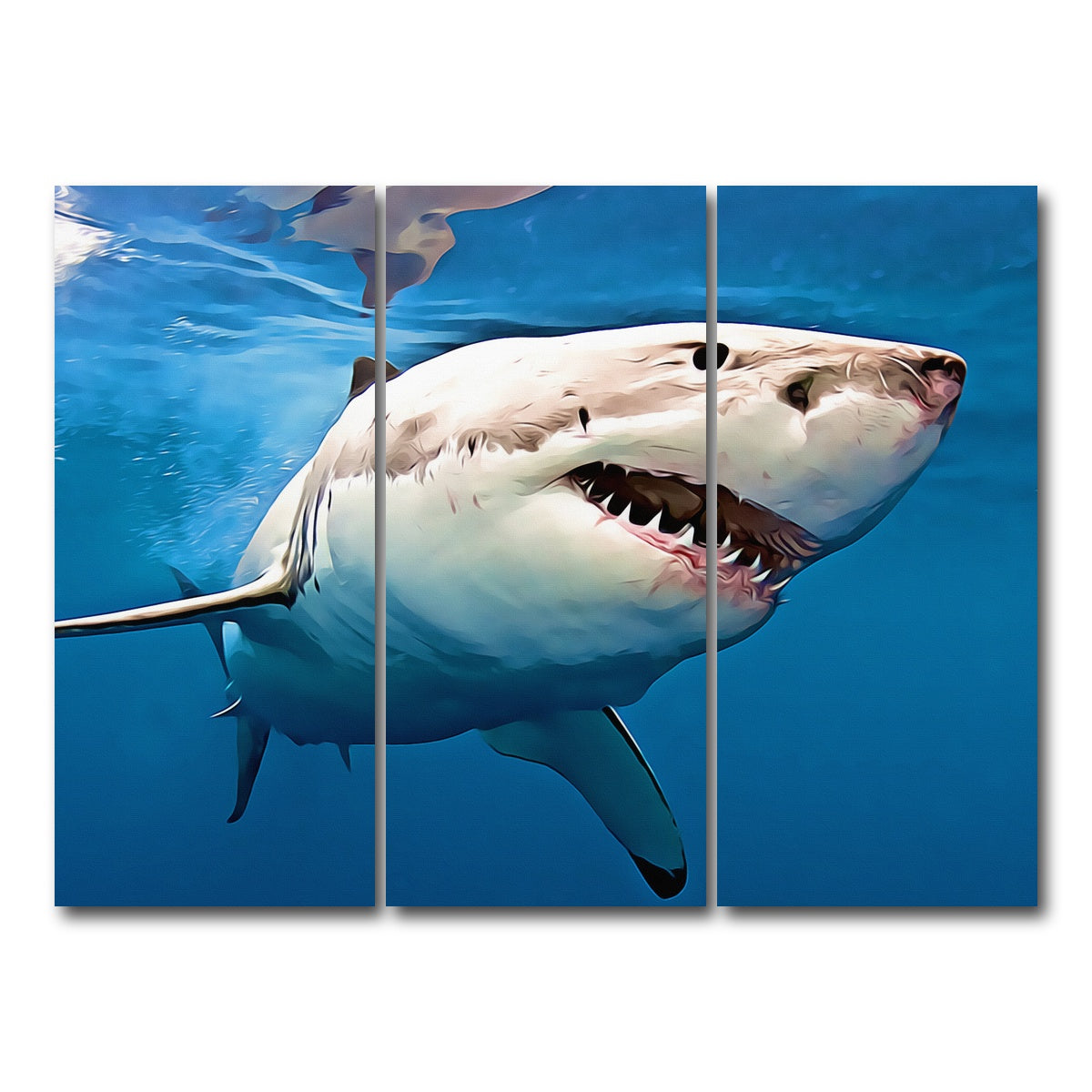 AUTO-MOCKUP WHITE | Great White Shark | 3 Piece | Gallery Wrap Canvas | group=8x18
