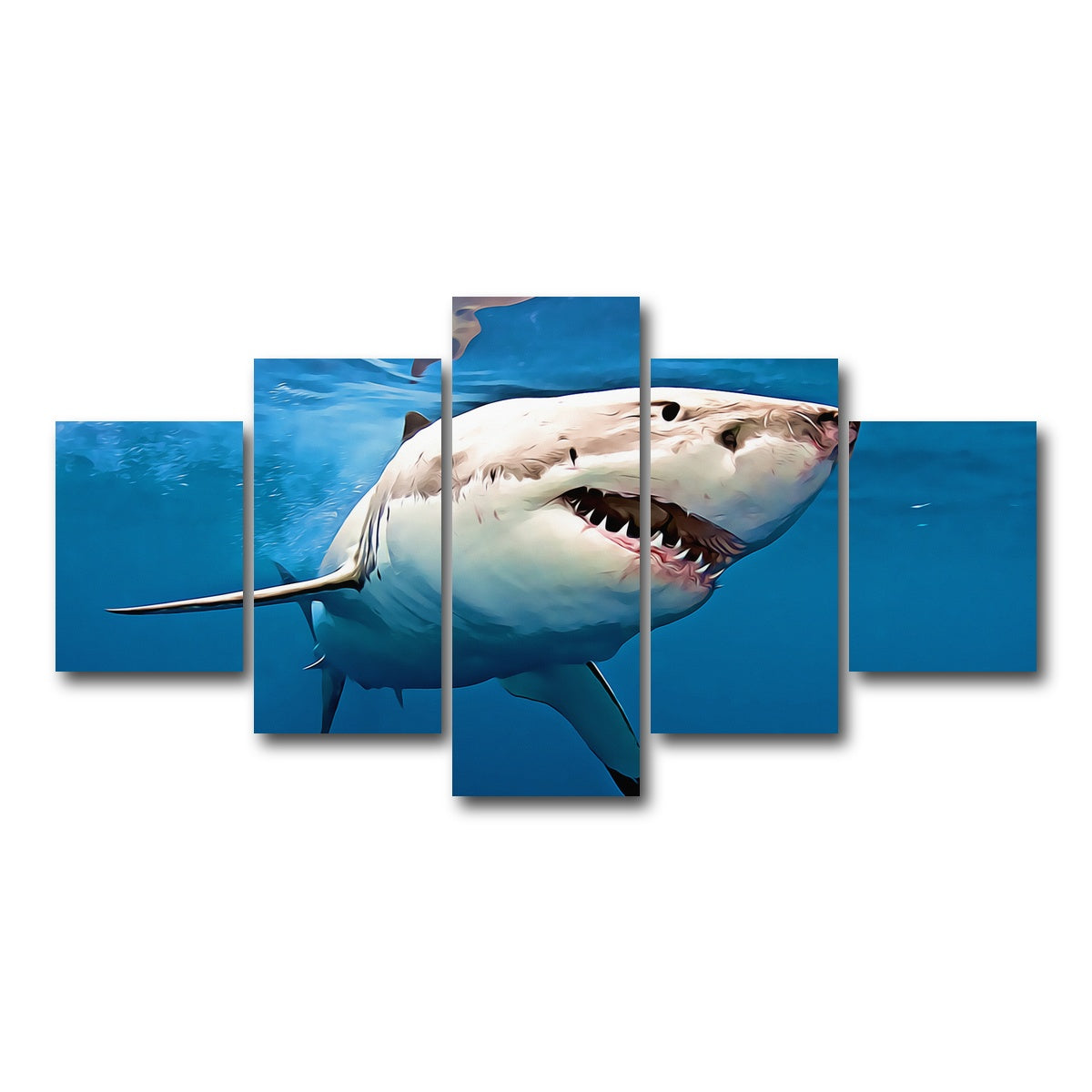 AUTO-MOCKUP WHITE | Great White Shark | 5 Piece | Gallery Wrap Canvas | group=5_short