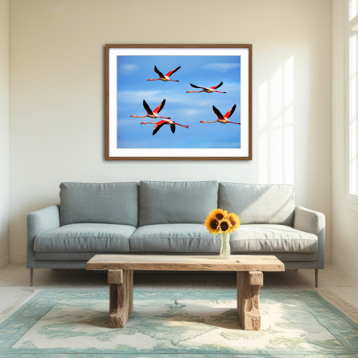 AUTO-MOCKUP ROOM | Greater Flamingo's Flying Wall Art