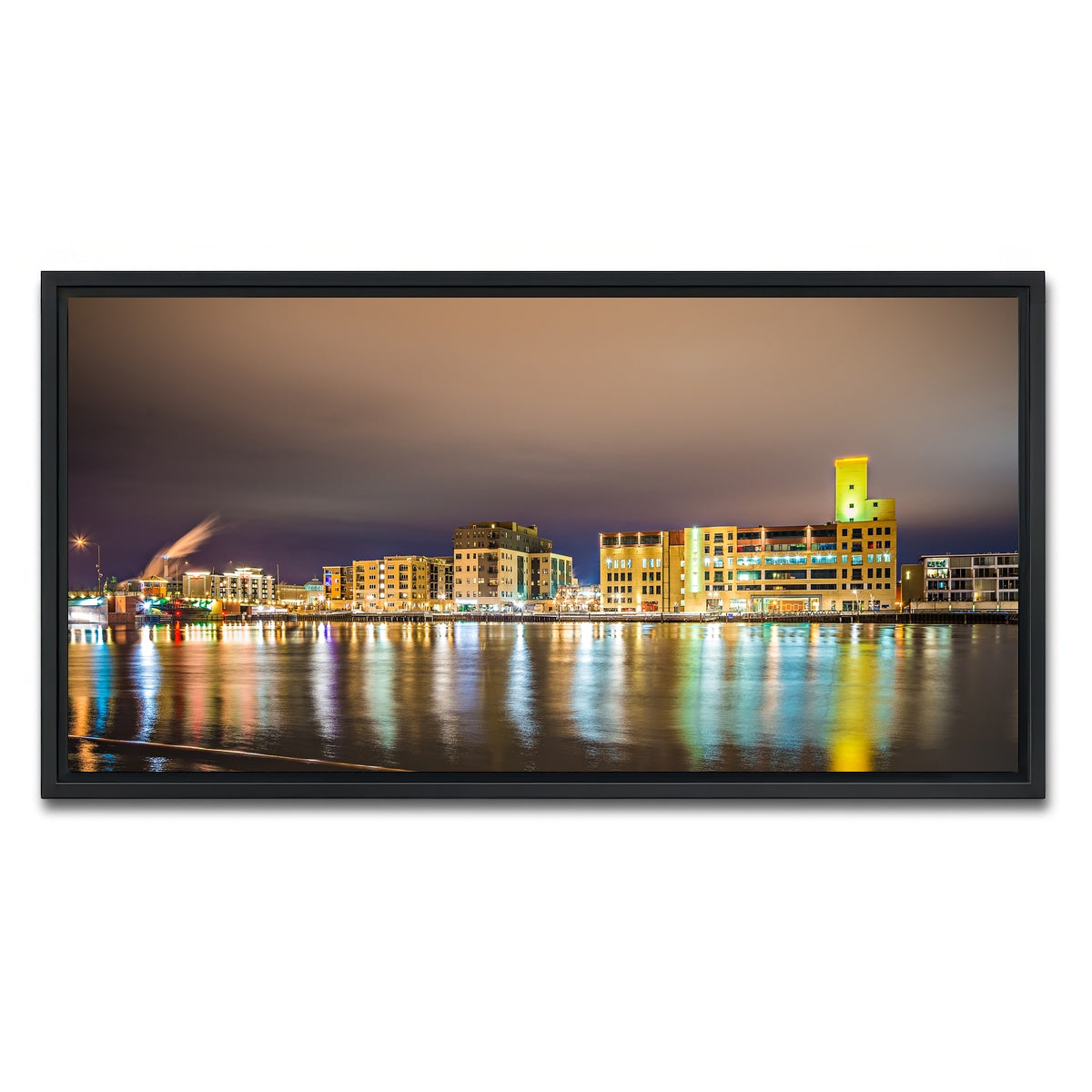AUTO-MOCKUP WHITE | Green Bay city skyline | 1 Piece | Black Framed Canvas | group=2x1