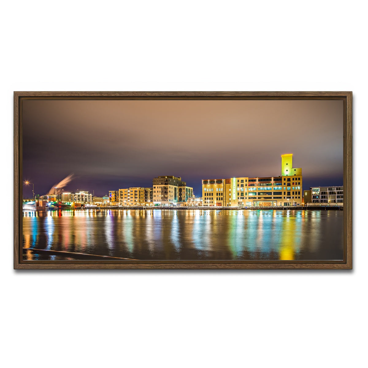AUTO-MOCKUP WHITE | Green Bay city skyline | 1 Piece | Walnut Framed Canvas | group=2x1