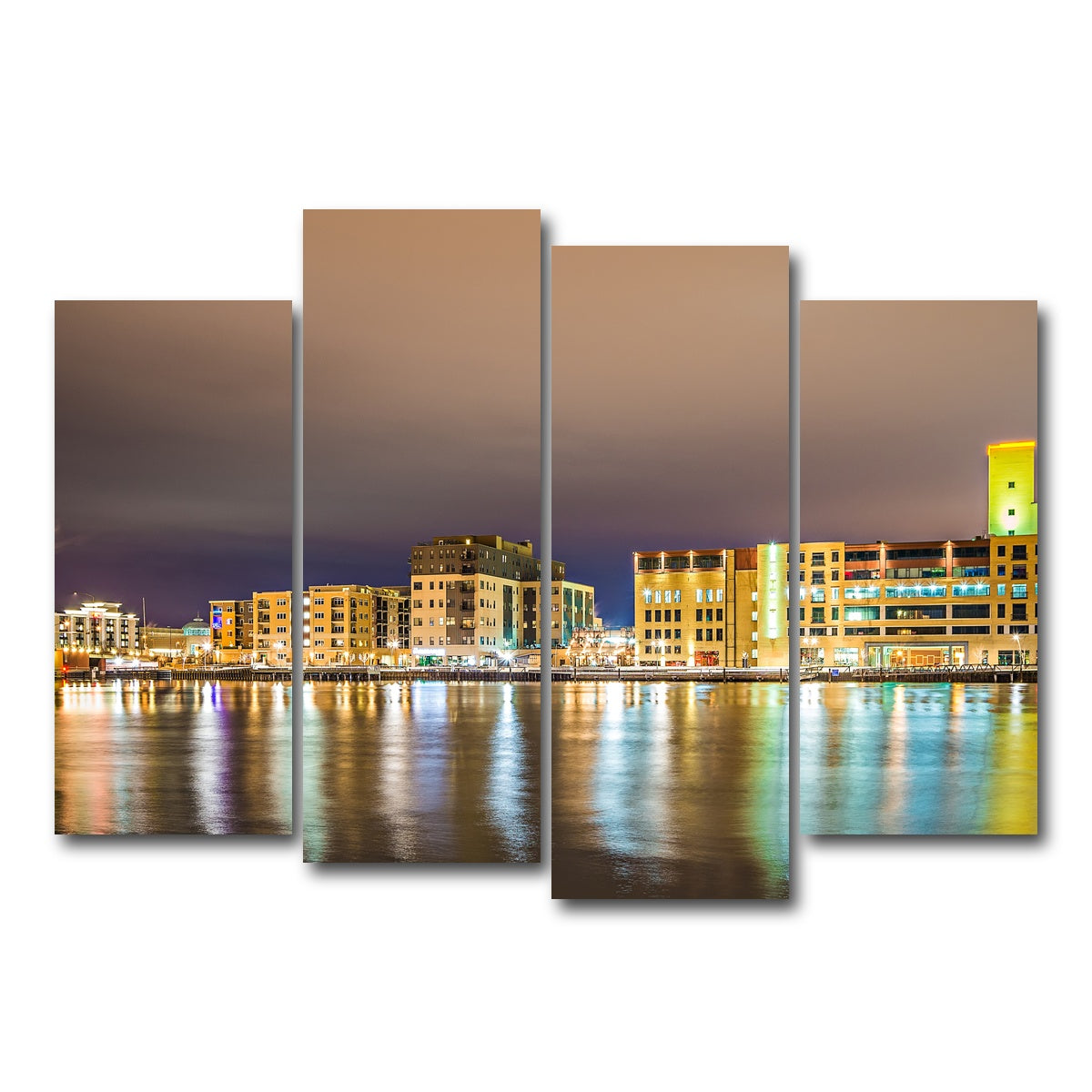 AUTO-MOCKUP WHITE | Green Bay city skyline | 4 Piece | Gallery Wrap Canvas | group=4_normal