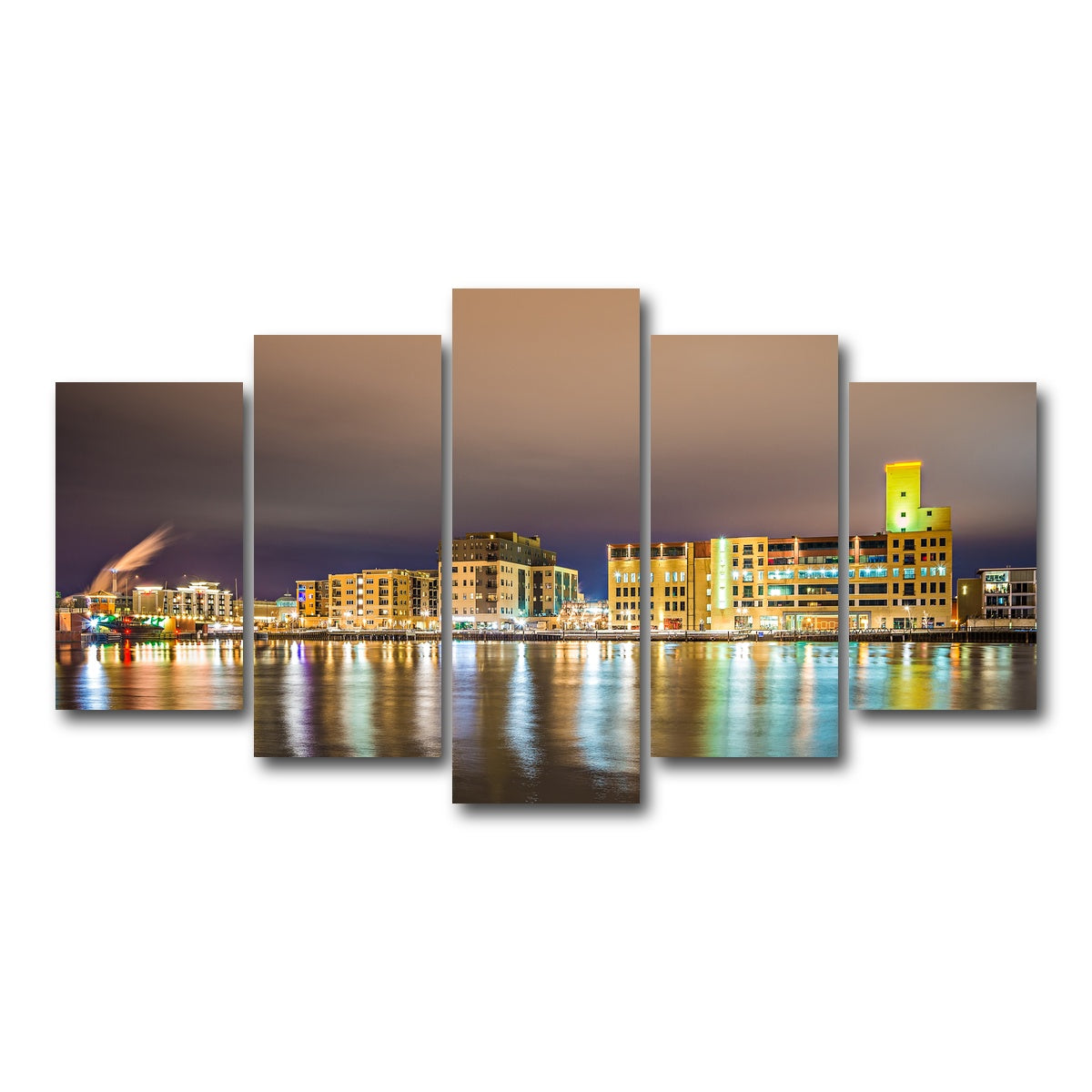 AUTO-MOCKUP WHITE | Green Bay city skyline | 5 Piece | Gallery Wrap Canvas | group=5_normal
