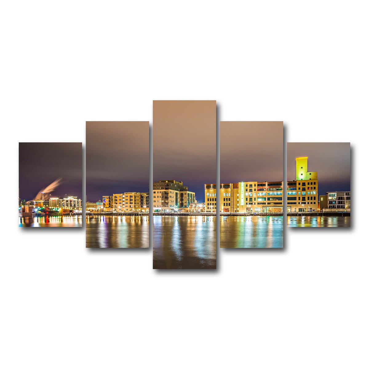 AUTO-MOCKUP WHITE | Green Bay city skyline | 5 Piece | Gallery Wrap Canvas | group=5_short