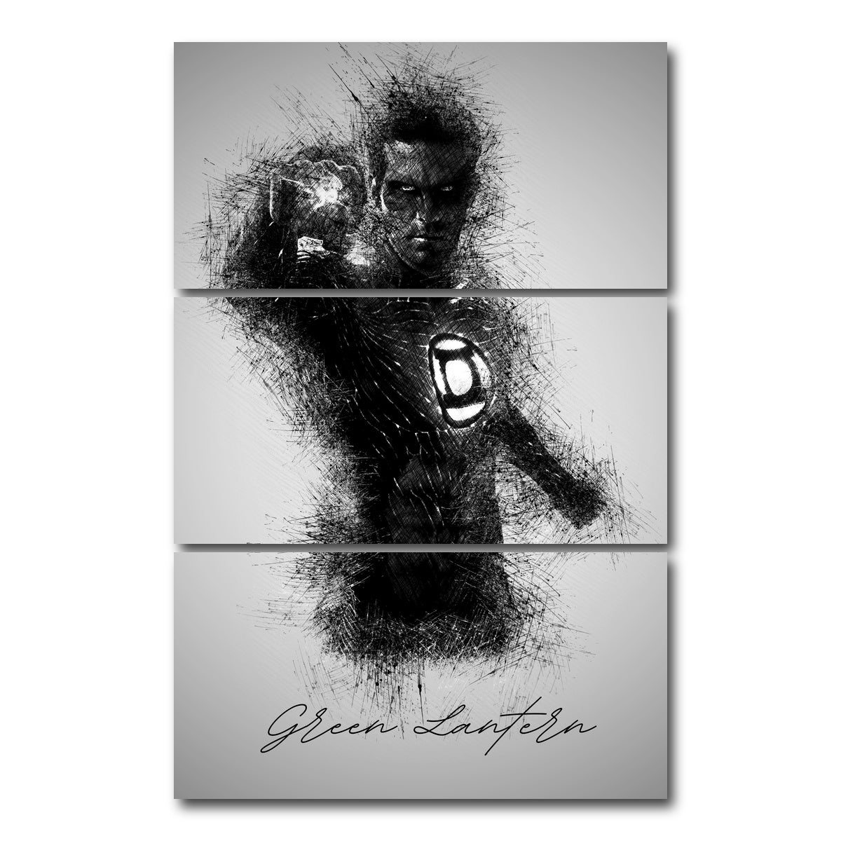 AUTO-MOCKUP WHITE | Green Lantern | 3 Piece | Gallery Wrap Canvas | group=12x24_stacked