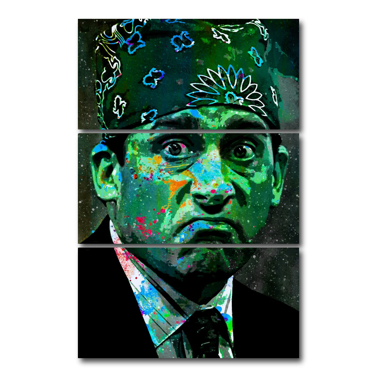 AUTO-MOCKUP WHITE | Green Prison Mike | 3 Piece | Gallery Wrap Canvas | group=12x24_stacked