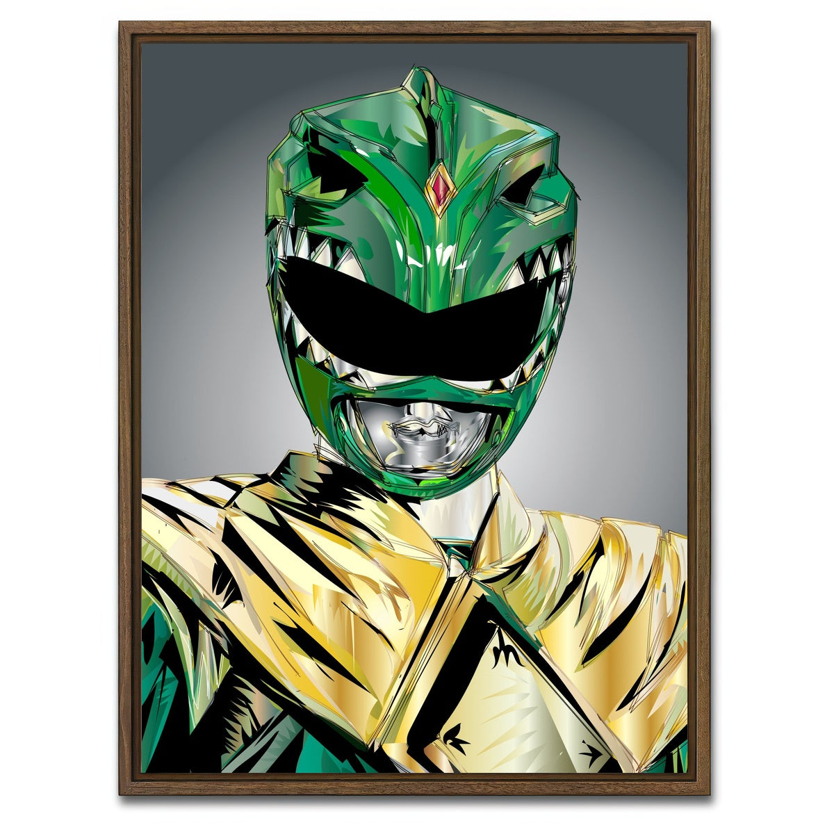 AUTO-MOCKUP WHITE | Green Ranger Rip | 1 Piece | Walnut Framed Canvas | group=3x4