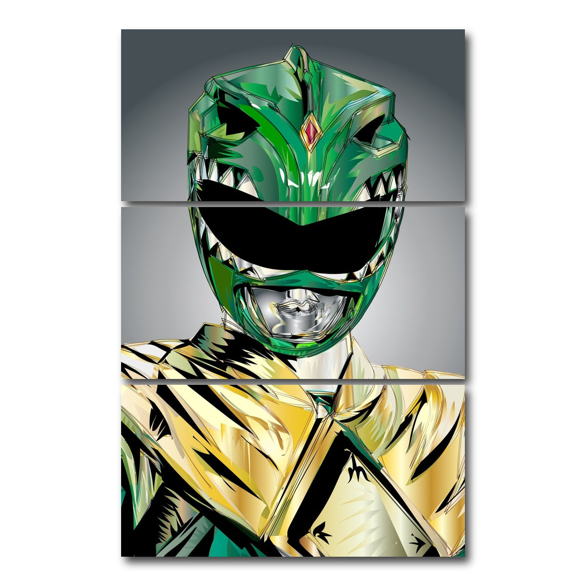 AUTO-MOCKUP WHITE | Green Ranger Rip | 3 Piece | Gallery Wrap Canvas | group=12x24_stacked