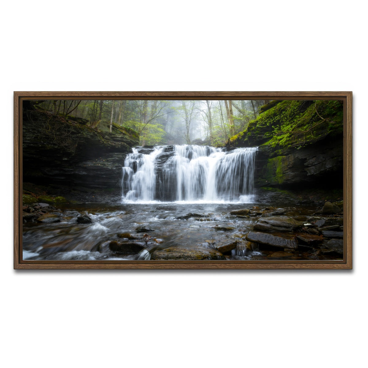 AUTO-MOCKUP WHITE | Green Serenity | 1 Piece | Walnut Framed Canvas | group=2x1