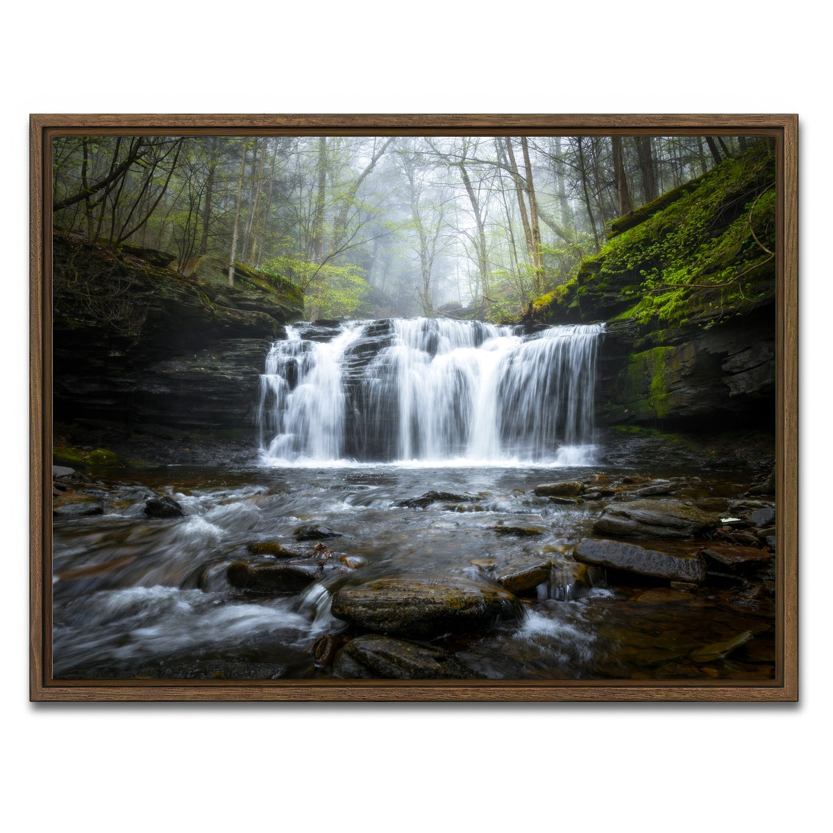 AUTO-MOCKUP WHITE | Green Serenity | 1 Piece | Walnut Framed Canvas | group=4x3