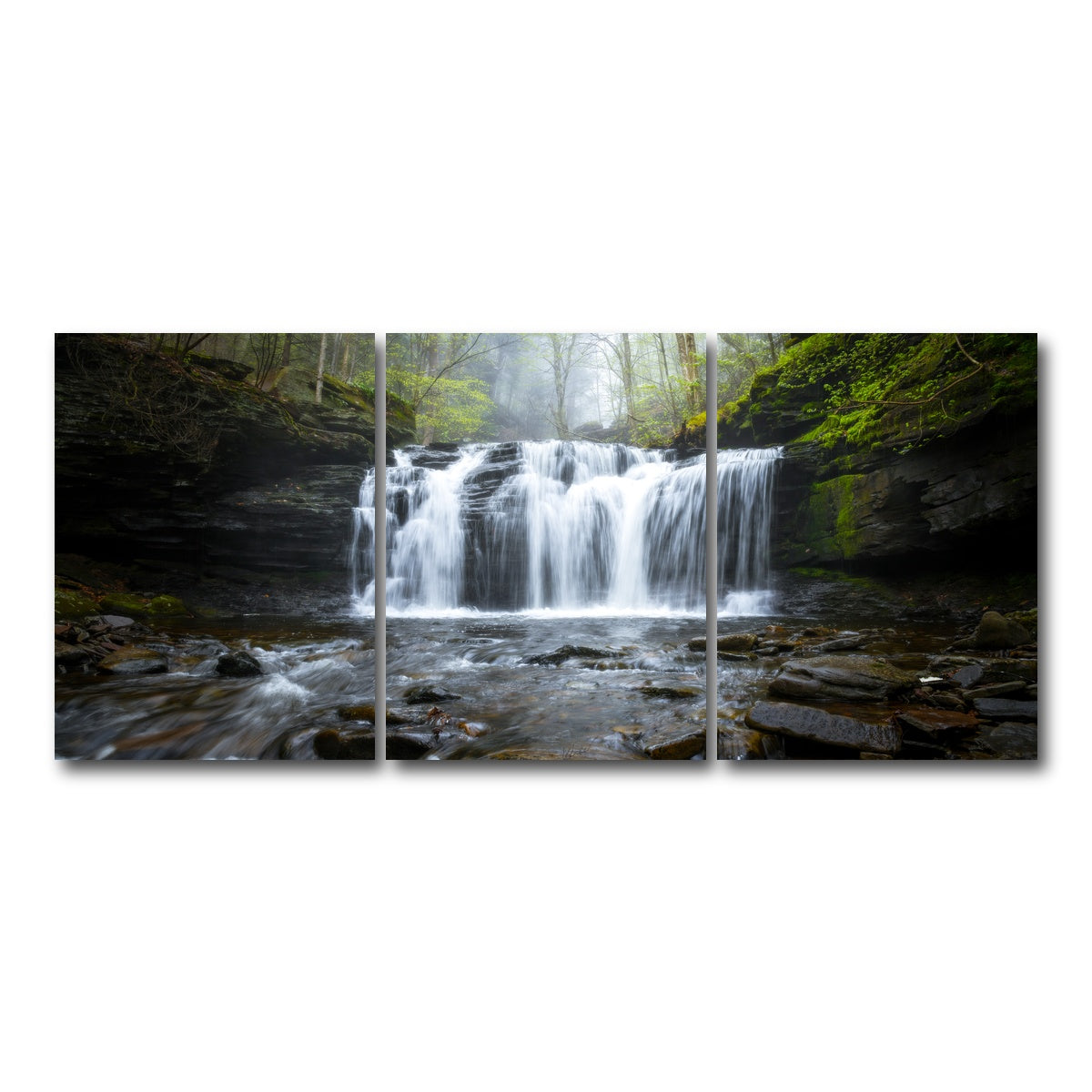 AUTO-MOCKUP WHITE | Green Serenity | 3 Piece | Gallery Wrap Canvas | group=18x24