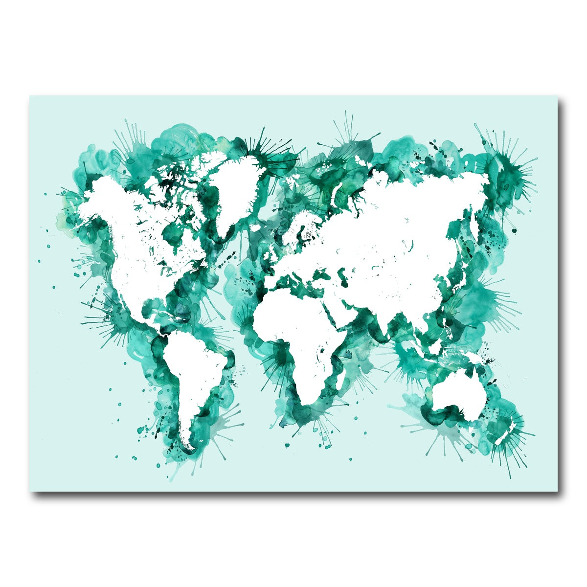 AUTO-MOCKUP WHITE | Green Splatter World Map | 1 Piece | Gallery Wrap Canvas | group=4x3