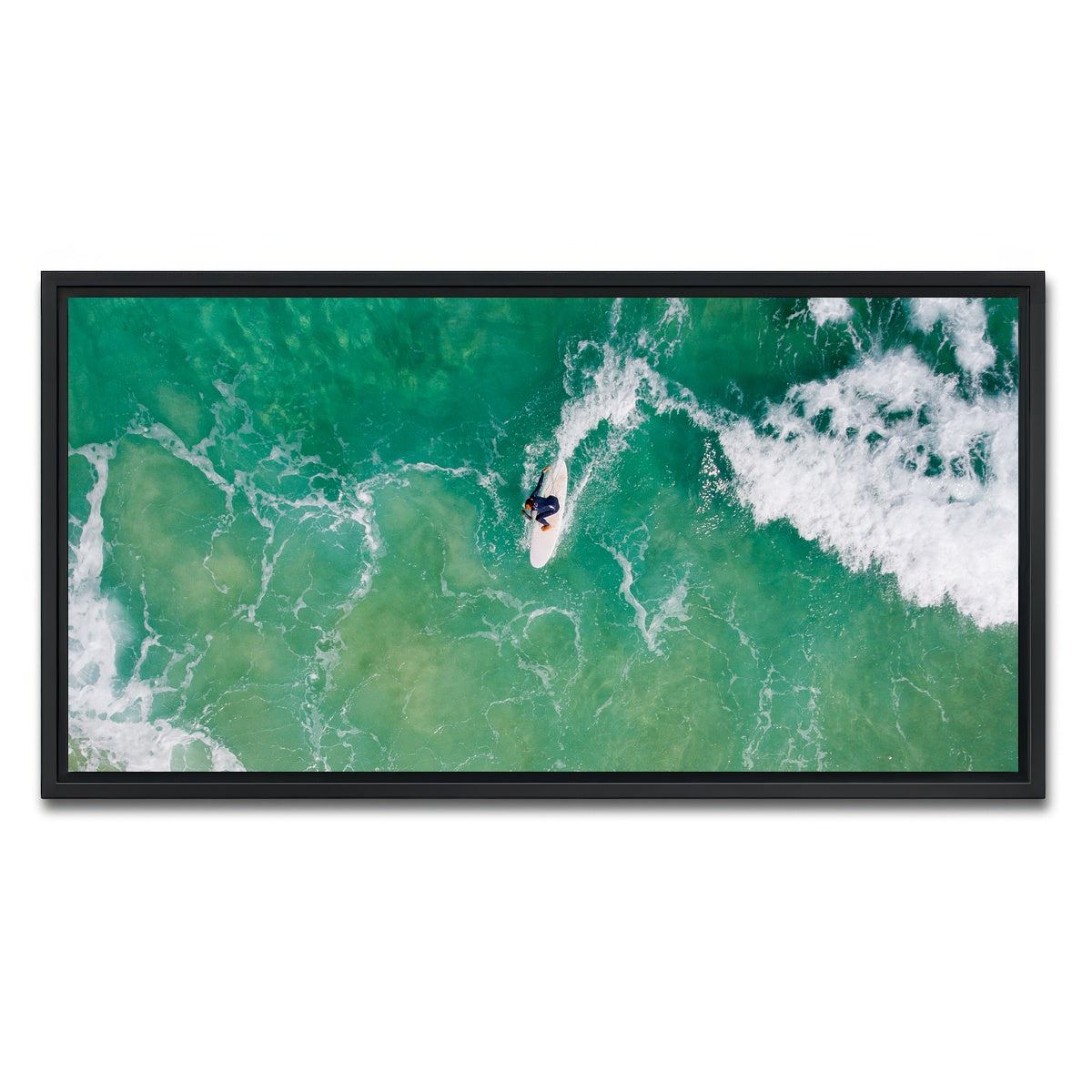 AUTO-MOCKUP WHITE | Green Surf | 1 Piece | Black Framed Canvas | group=2x1